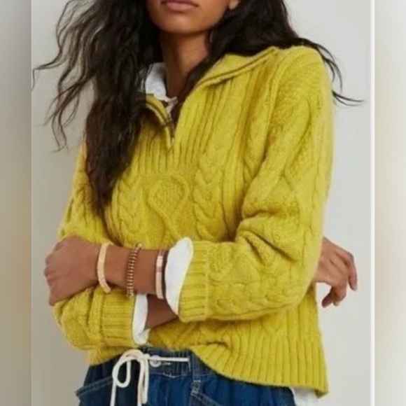 Anthropologie Sweaters - Anthropologie PAYTON CABLE-KNIT PULLOVER Golden Yellow